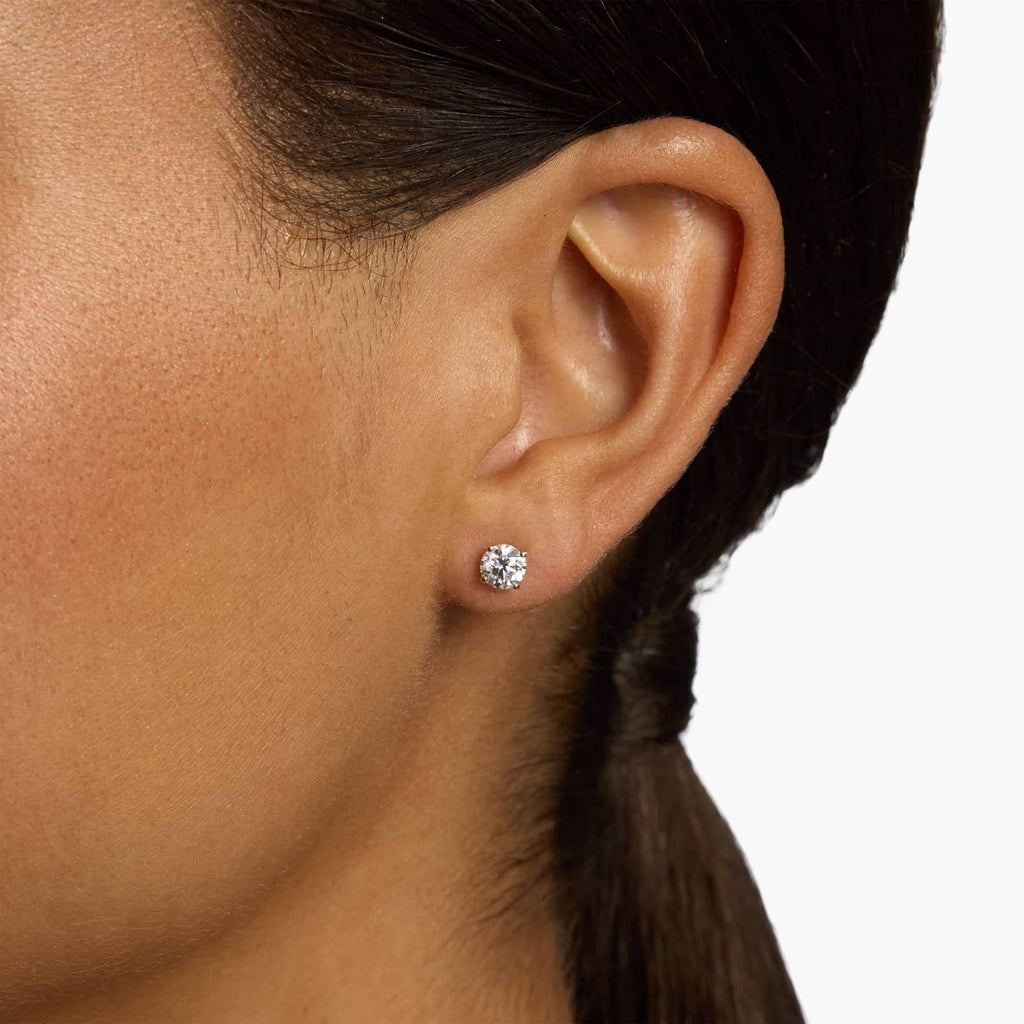 Four Prong Round Brilliant Lab Grown Diamond Stud Earrings