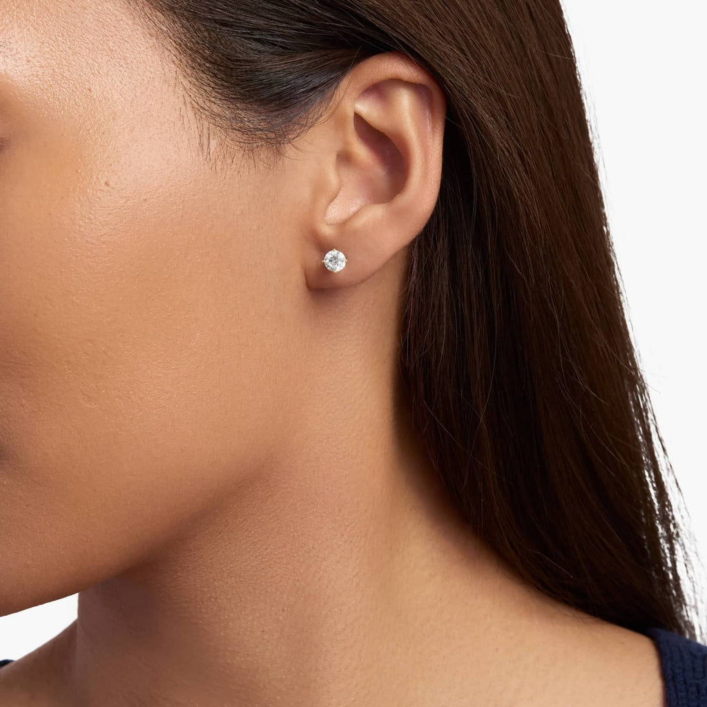 Four Prong Round Brilliant Lab Grown Diamond Stud Earrings