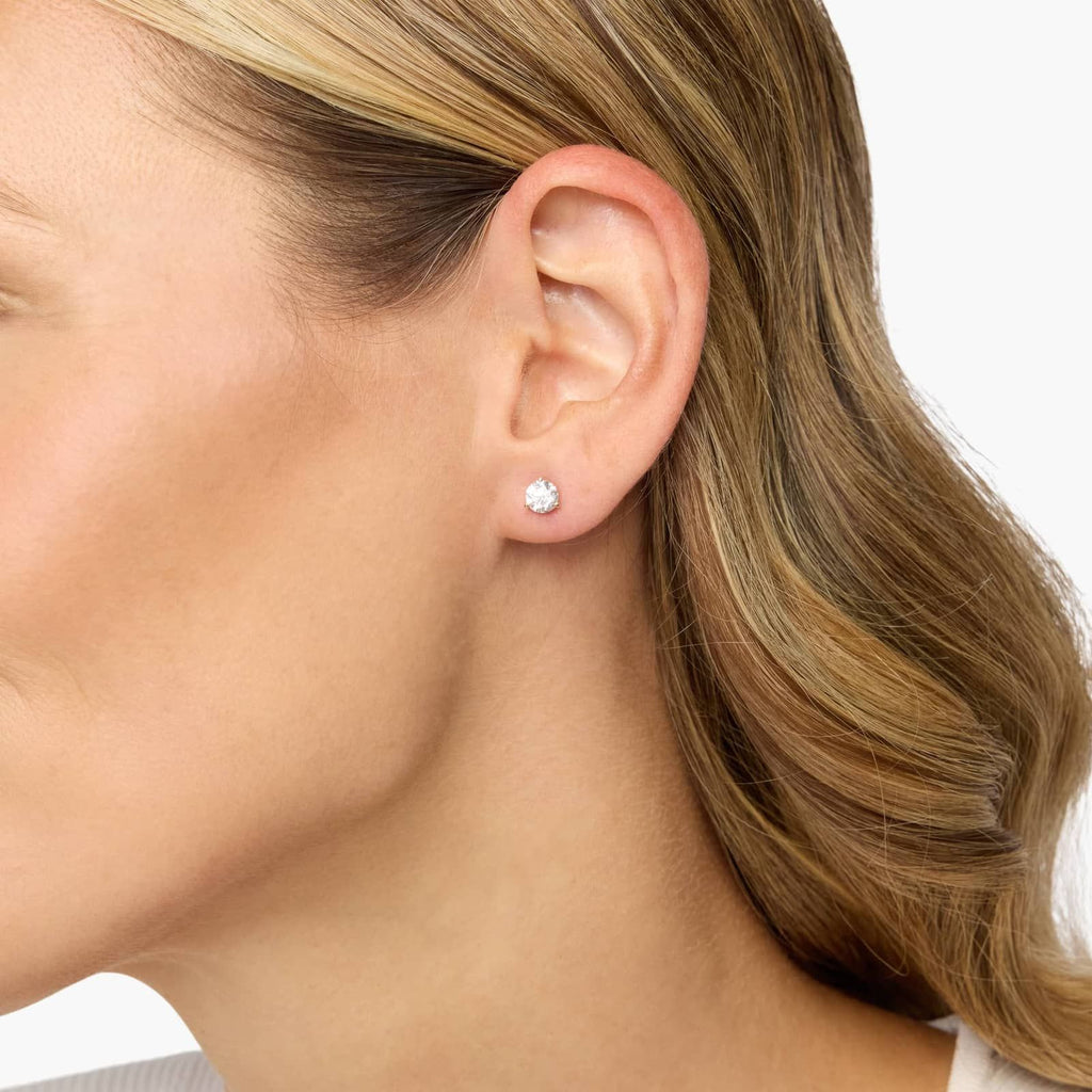 Three Prong Martini Round Brilliant Lab Grown Diamond Earrings