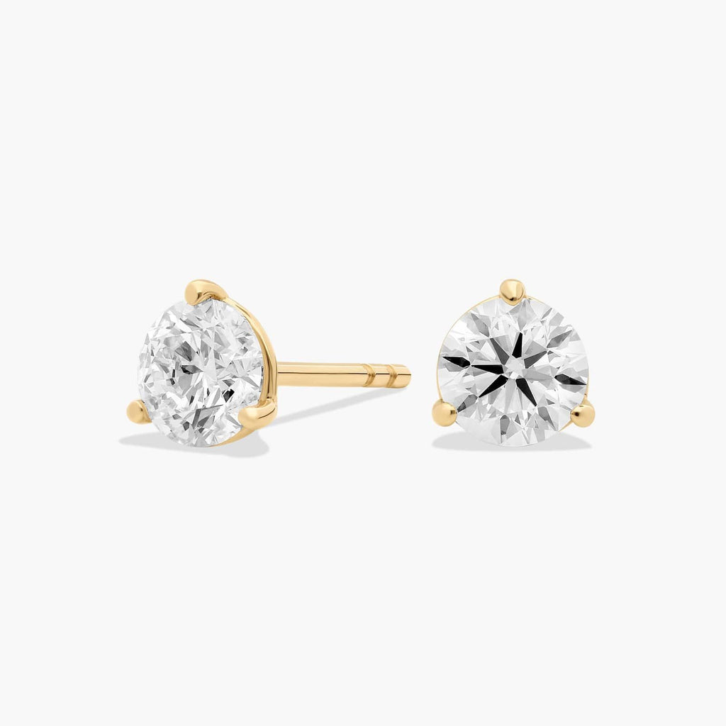 Three Prong Martini Round Brilliant Lab Grown Diamond Earrings