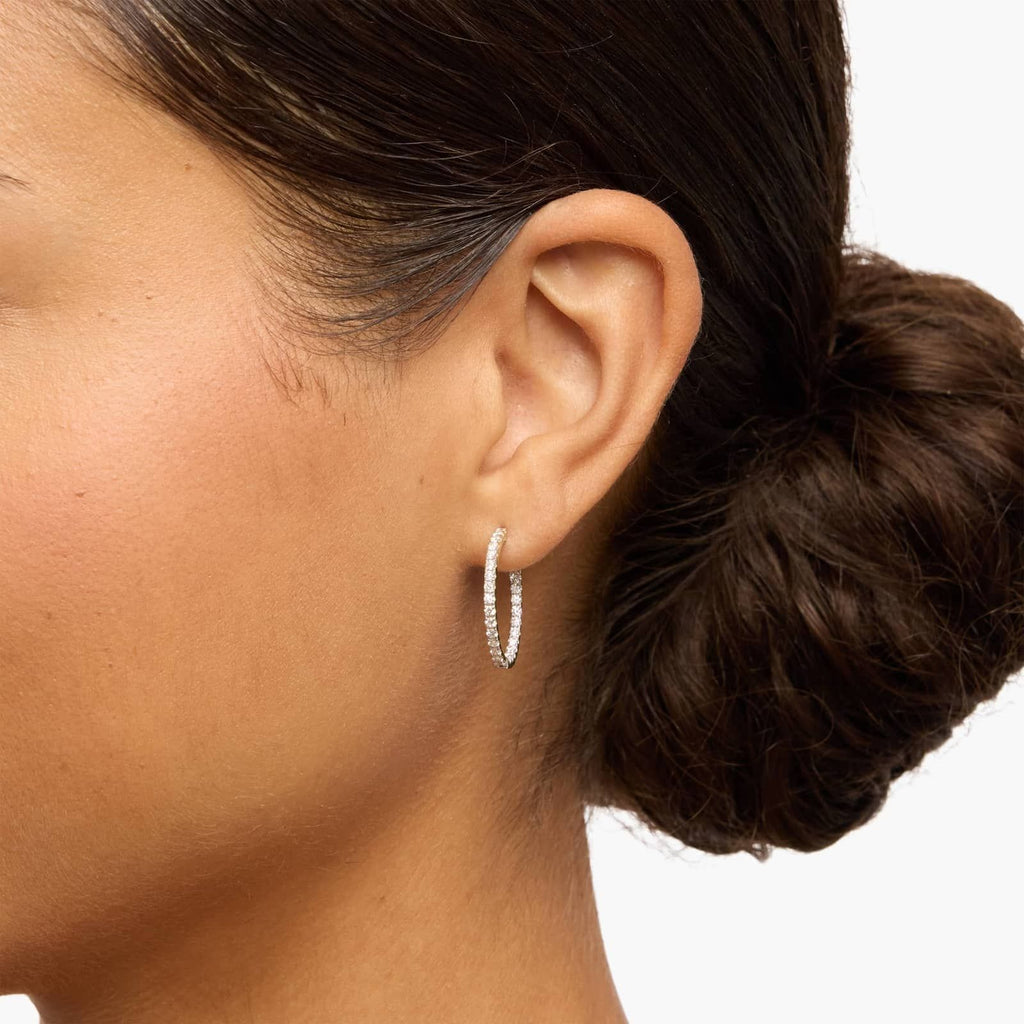 Inside Out Lab Grown Diamond Round Hoops, 3/4 Inch Diameter