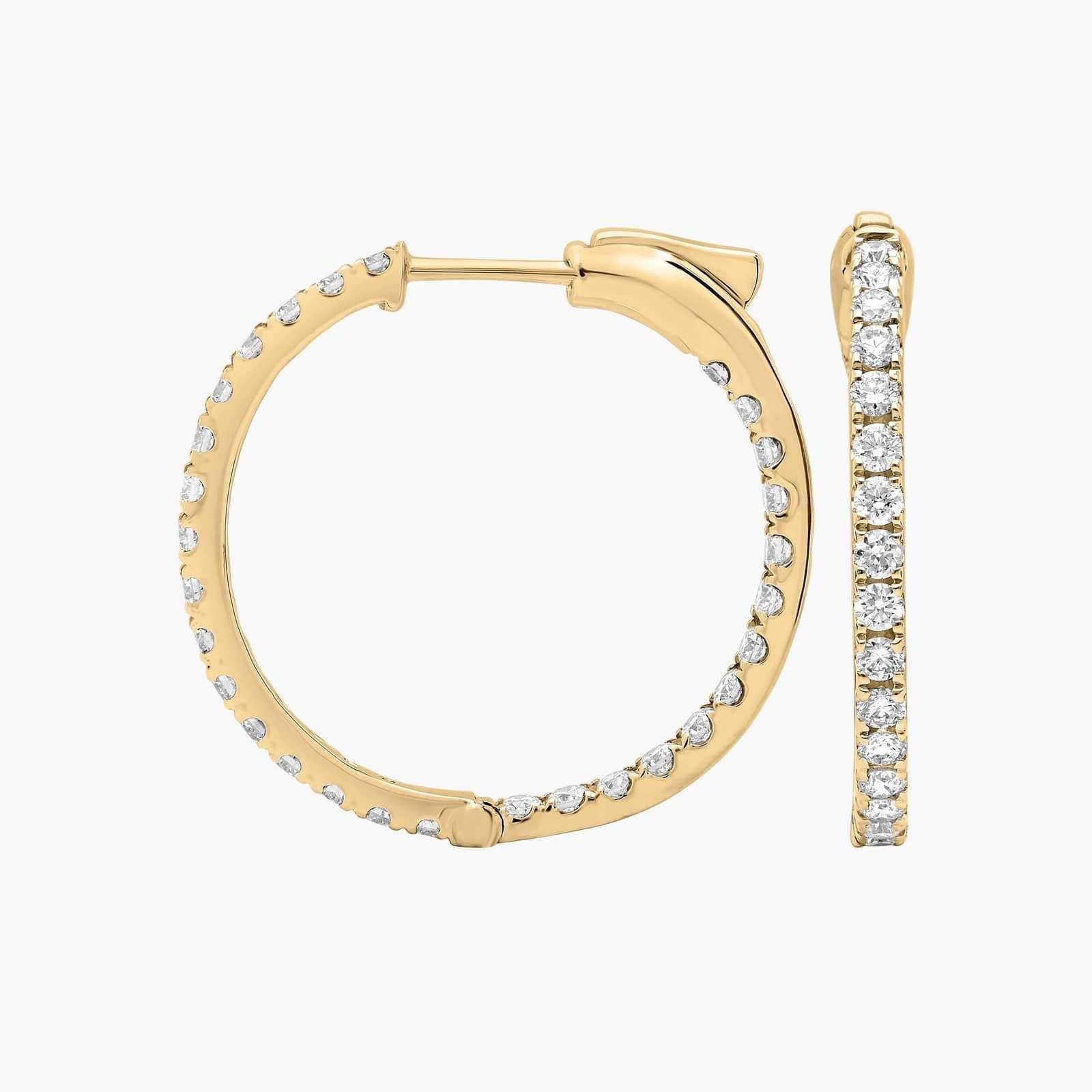 Inside Out Lab Grown Diamond Round Hoops, 3/4 Inch Diameter