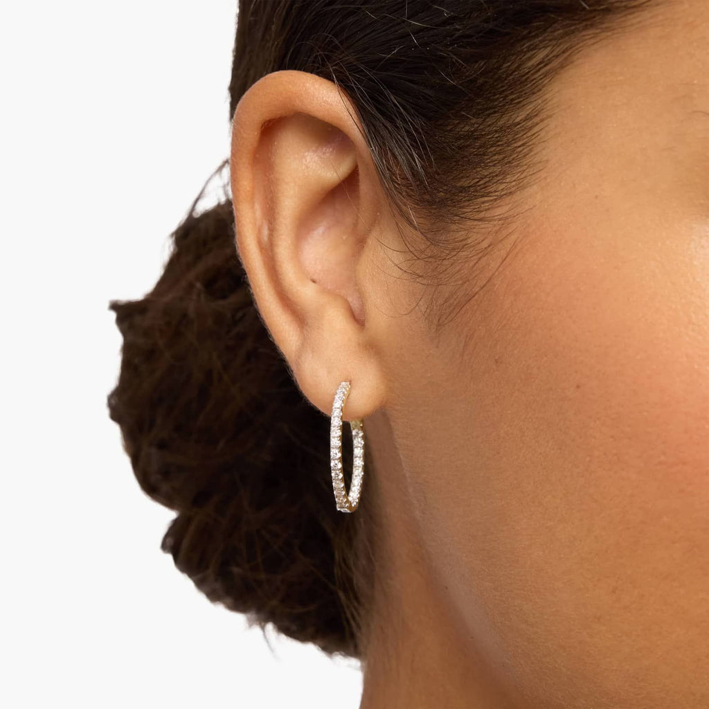 Inside Out Lab Grown Diamond Round Hoops, 3/4 Inch Diameter