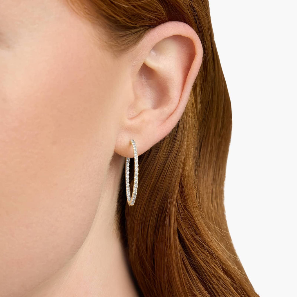 Inside Out Lab Grown Diamond Round Hoops, 1 Inch Diameter