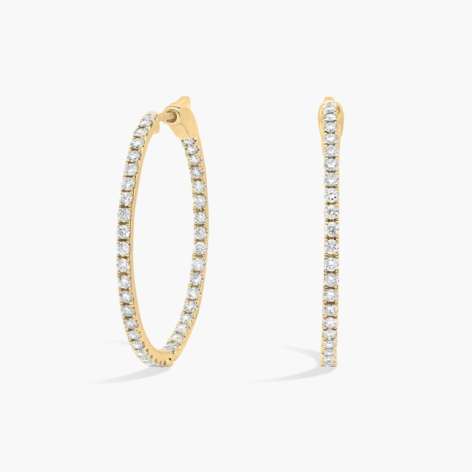 Inside Out Lab Grown Diamond Round Hoops, 1 Inch Diameter