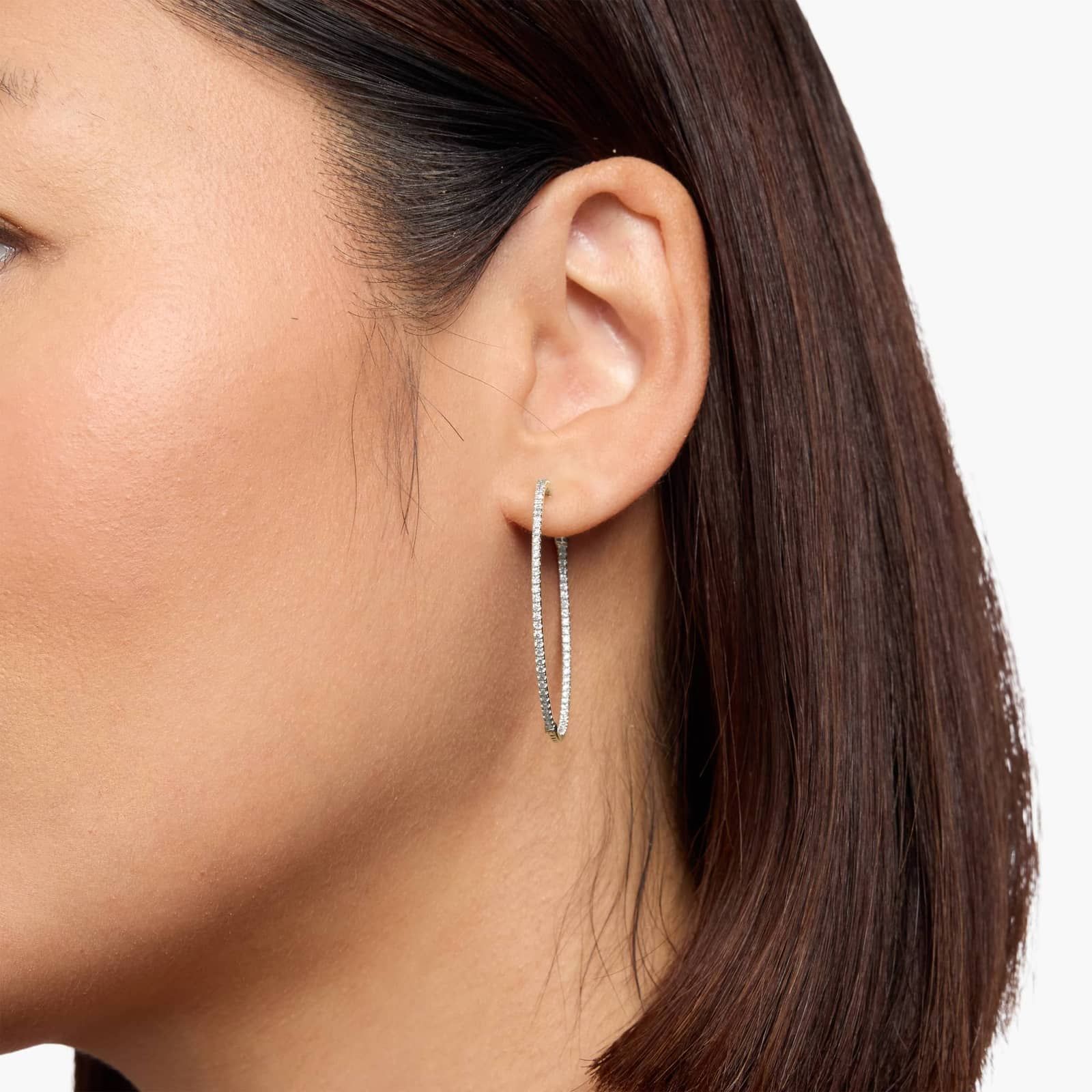 Inside Out Lab Grown Diamond Round Hoops, 1 1/2 Inch Diameter