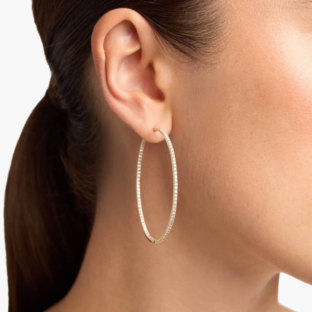 Inside Out Lab Grown Diamond Round Hoops, 2 Inch Diameter