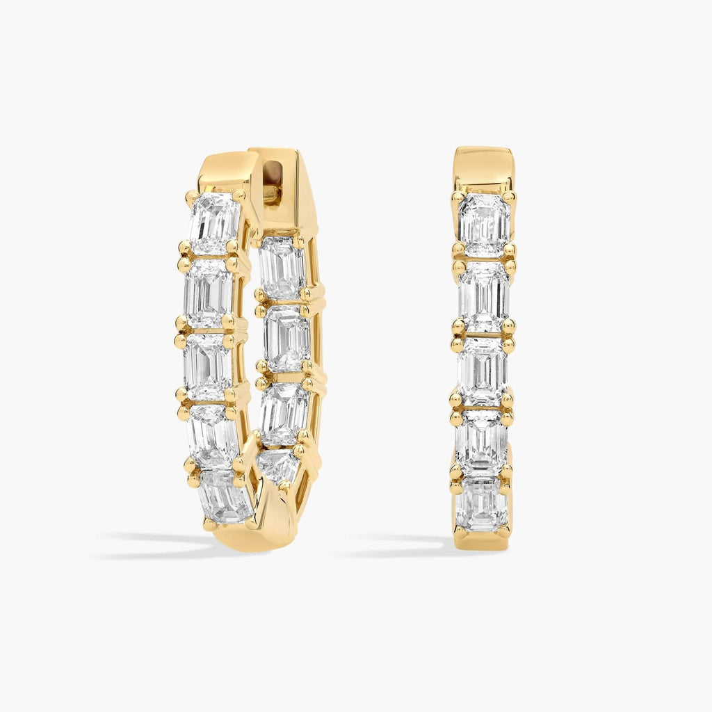 Inside Out Emerald Cut Lab Grown Diamond Hoop Earrings