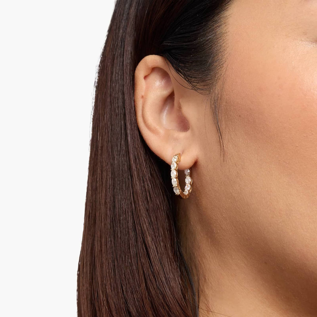 Inside Out Oval Cut Lab Grown Diamond Hoop Earrings