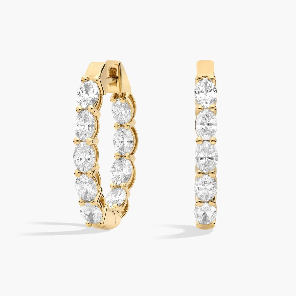 Inside Out Oval Cut Lab Grown Diamond Hoop Earrings