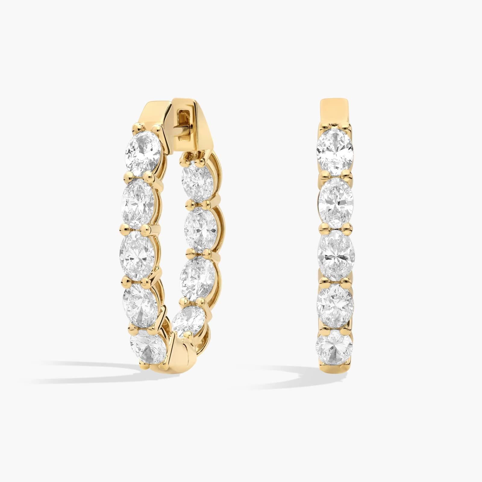 Inside Out Oval Cut Lab Grown Diamond Hoop Earrings