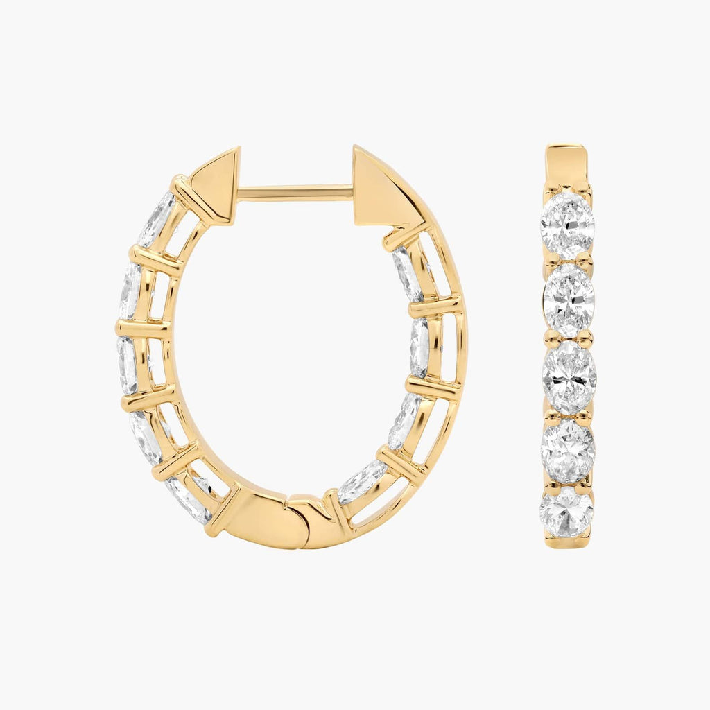 Inside Out Oval Cut Lab Grown Diamond Hoop Earrings