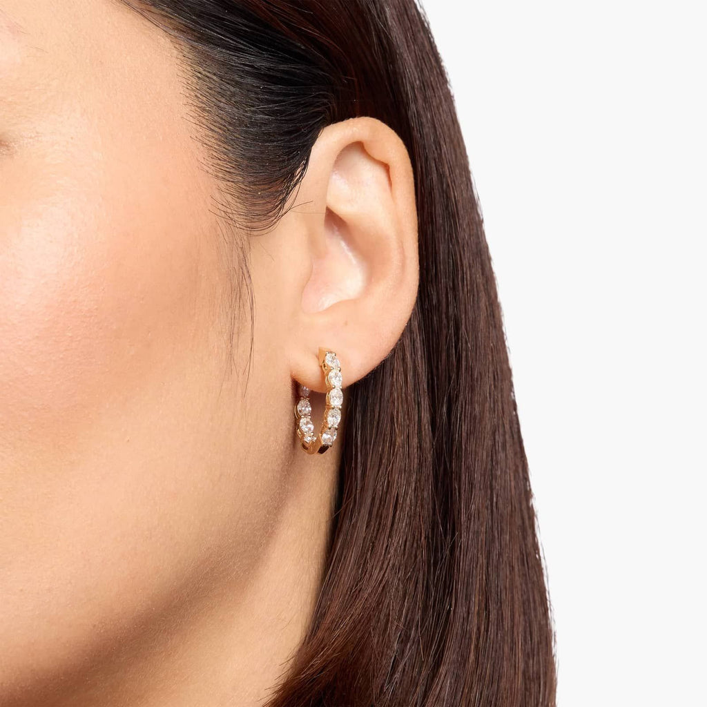 Inside Out Oval Cut Lab Grown Diamond Hoop Earrings