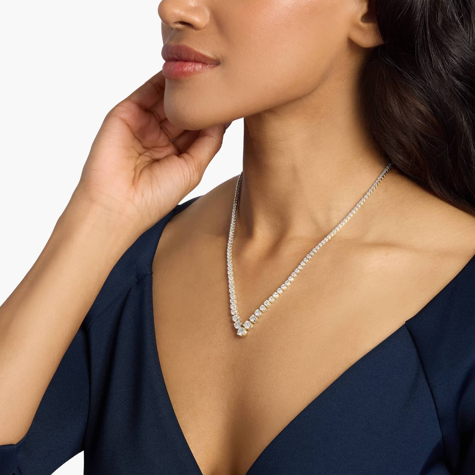 18 " Chevron Lab Grown Diamond Eternity Necklace