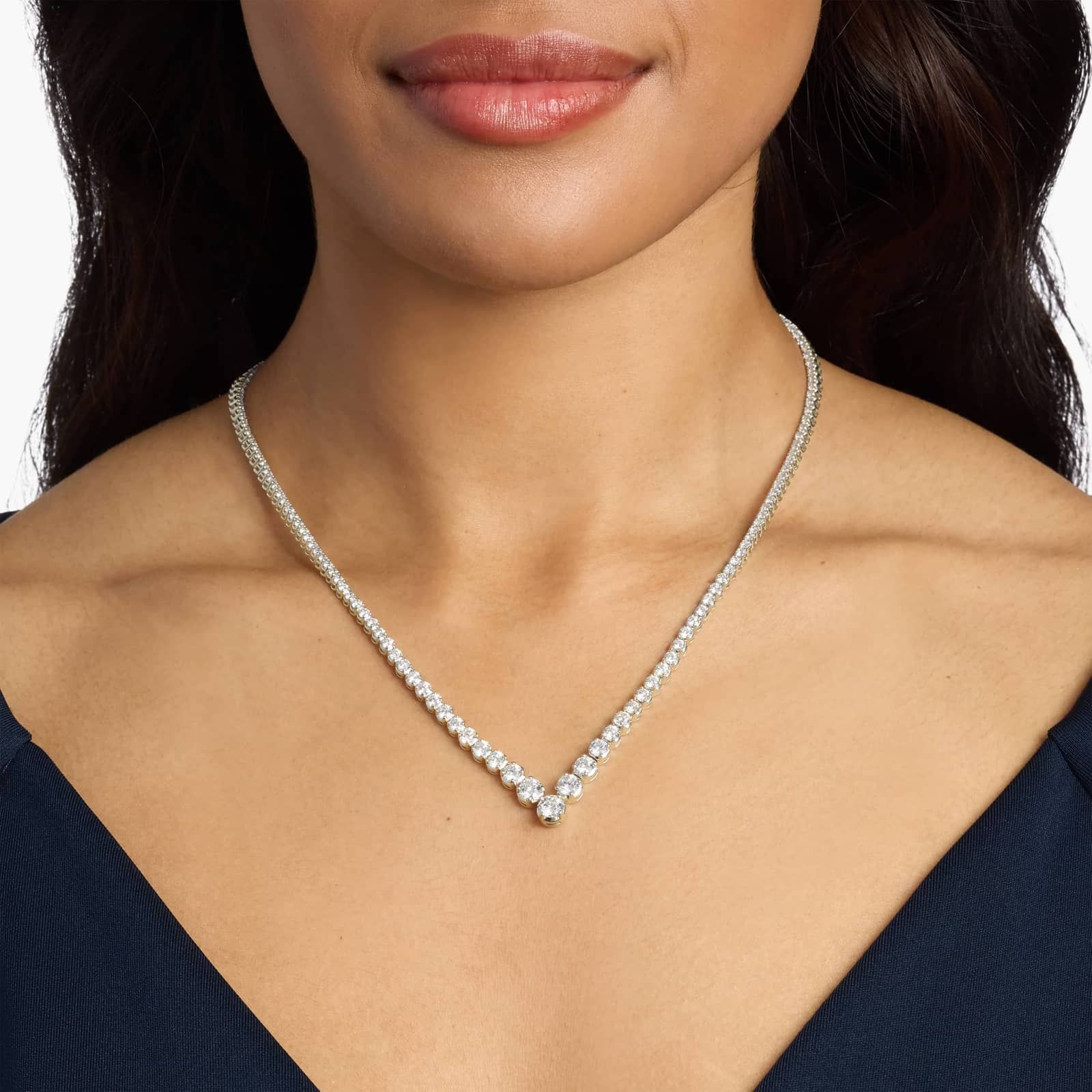 18 " Chevron Lab Grown Diamond Eternity Necklace
