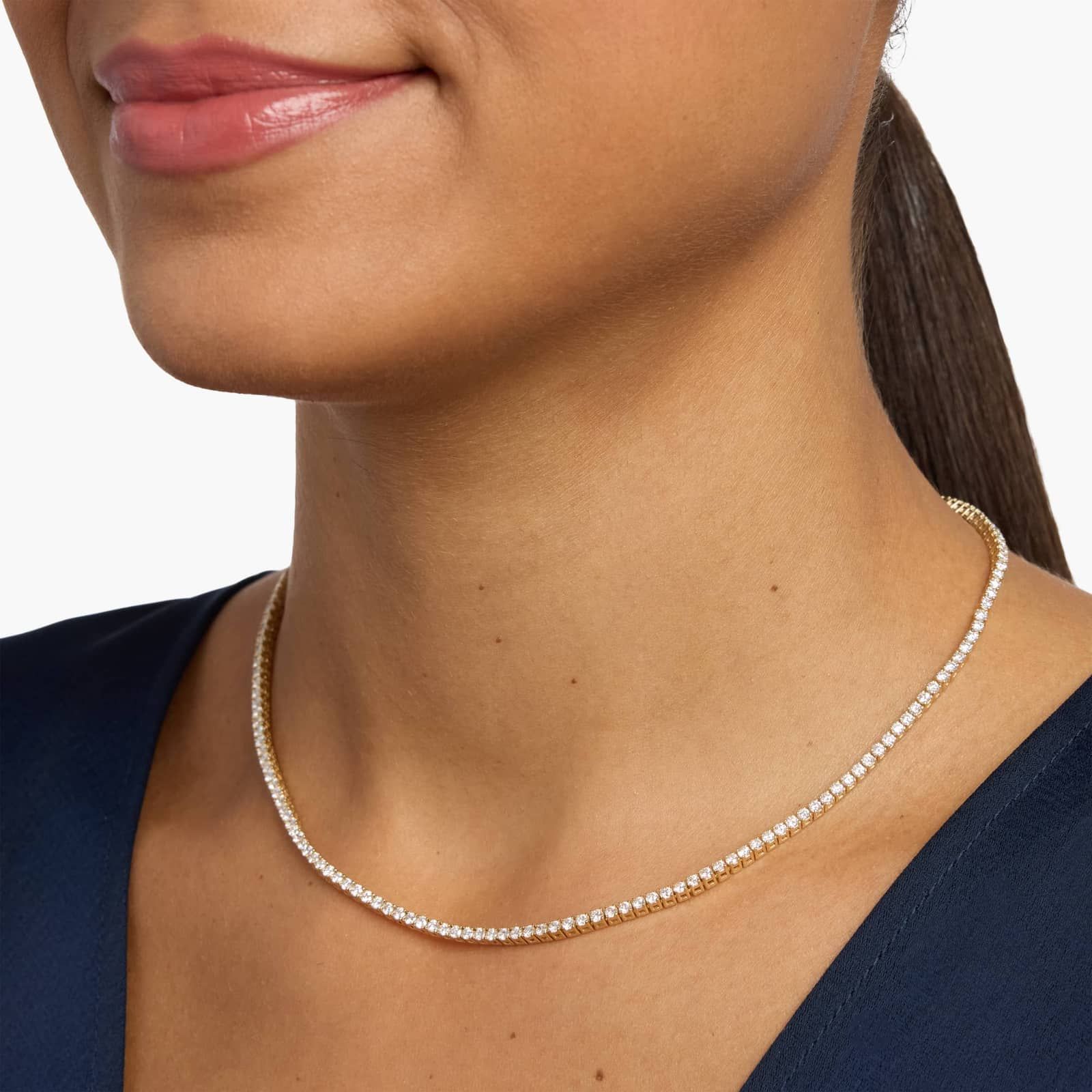 16 " Straight Lab-Grown Diamond Tennis Necklace
