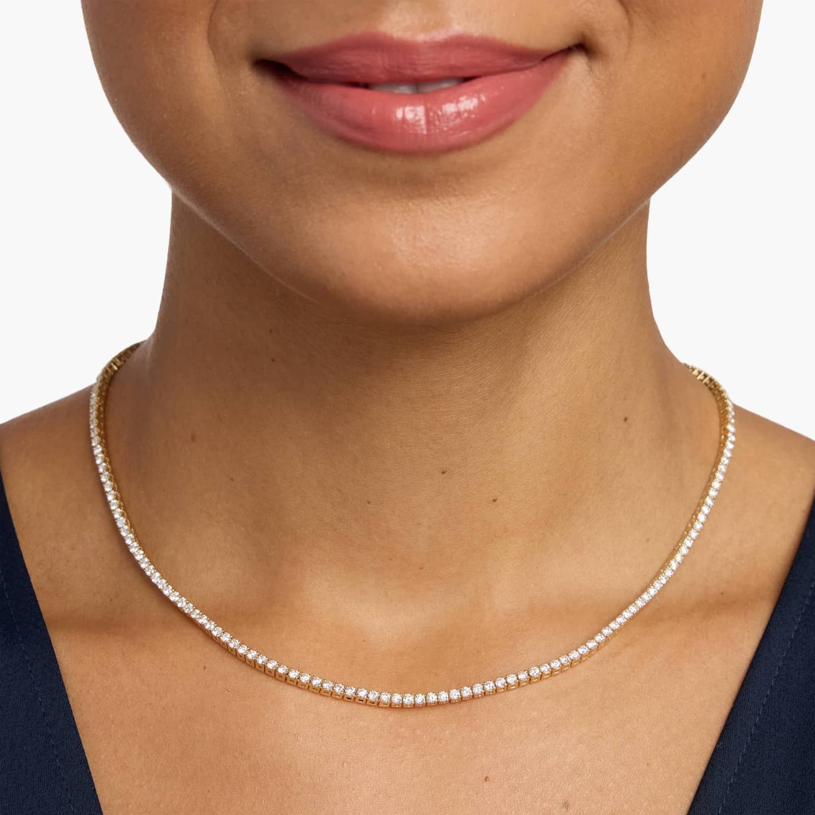 16 " Straight Lab-Grown Diamond Tennis Necklace