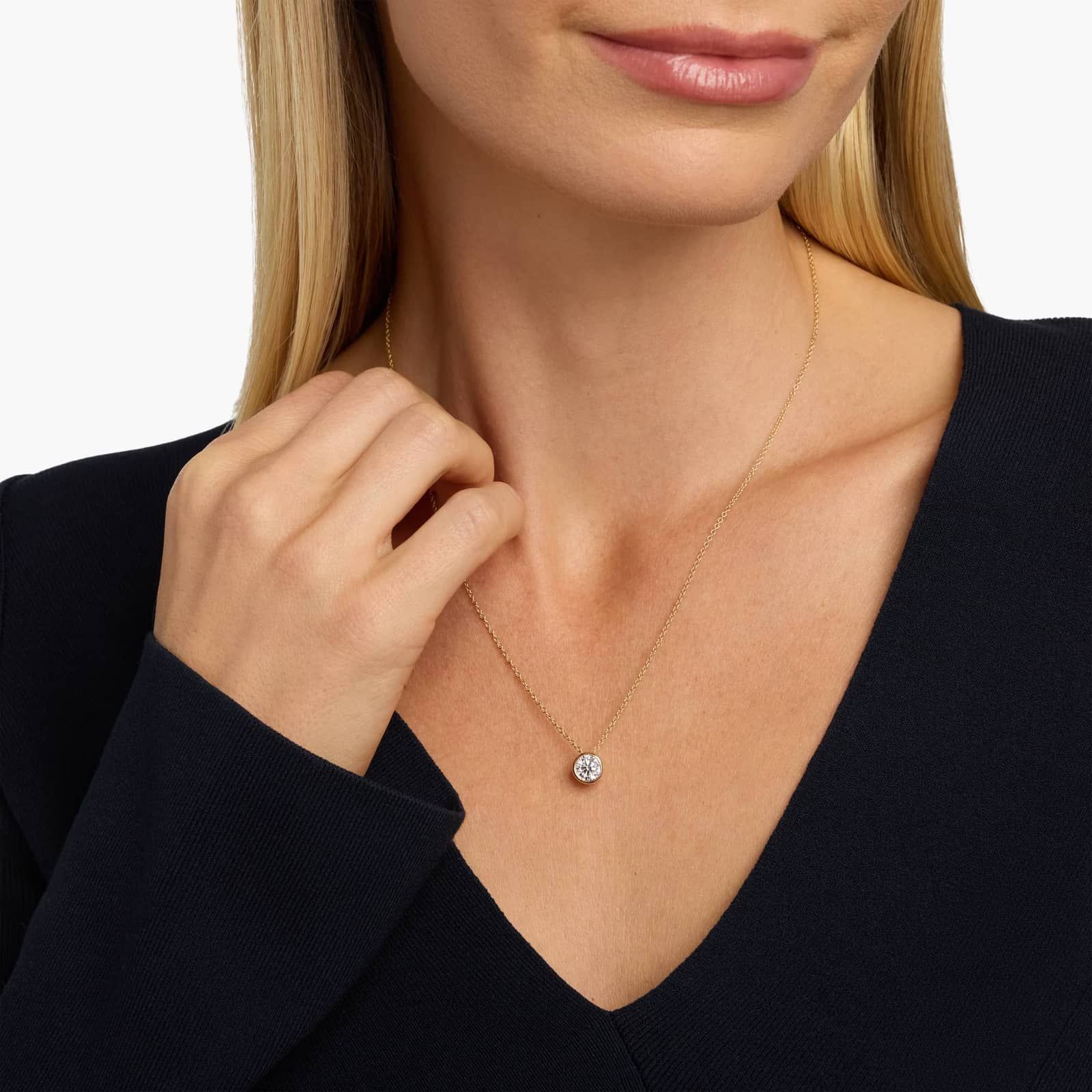 Bezel Lab-Grown Diamond Pendant