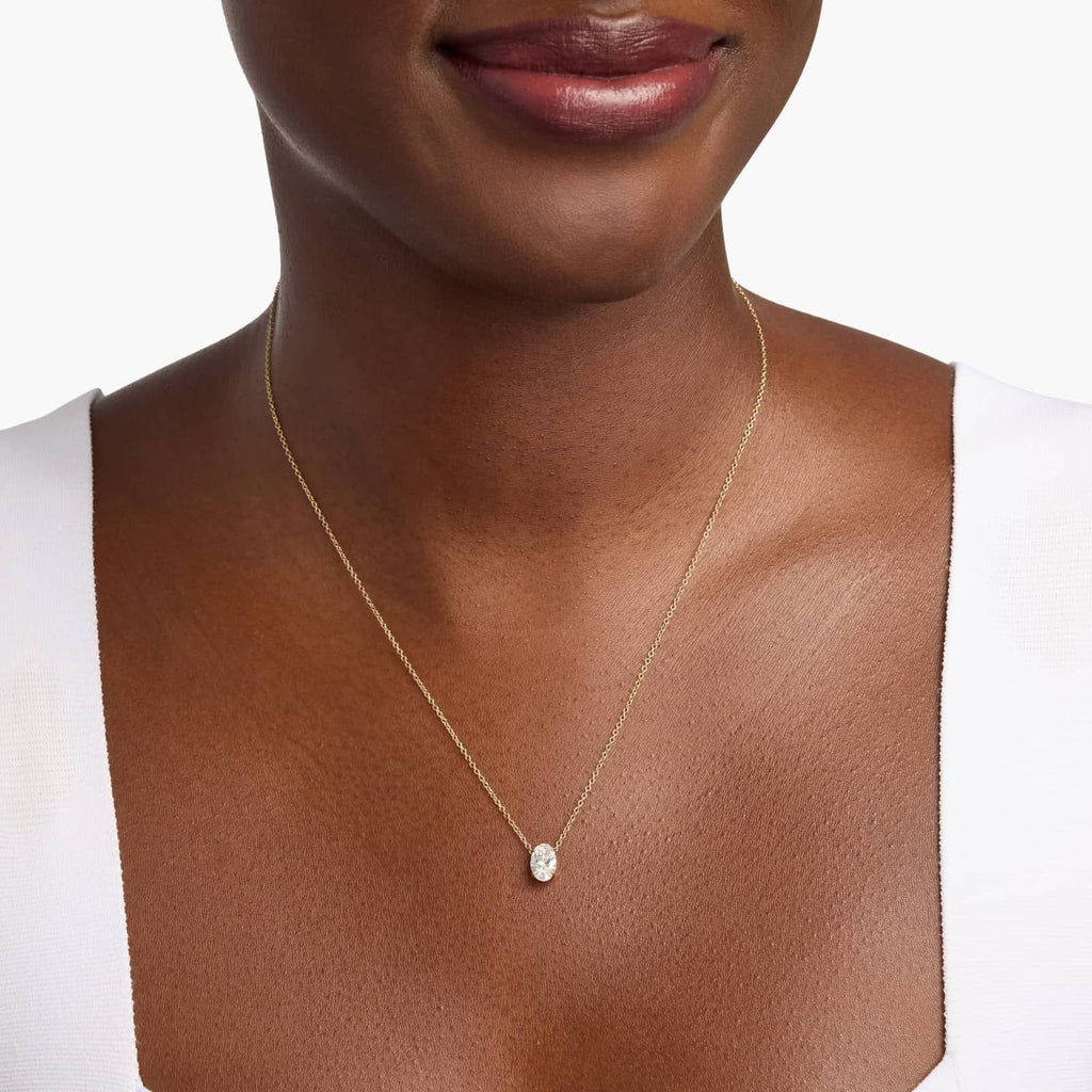 Oval Cut Lab-Grown Diamond Solitaire Pendant