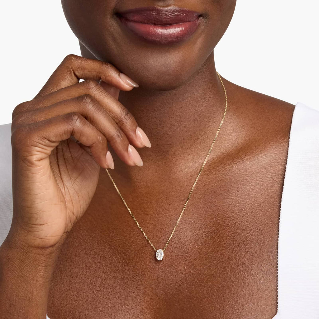 Oval Cut Lab-Grown Diamond Solitaire Pendant