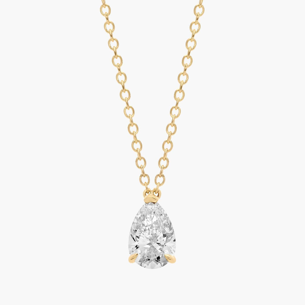 Point Up Pear Cut Lab-Grown Diamond Solitaire Pendant