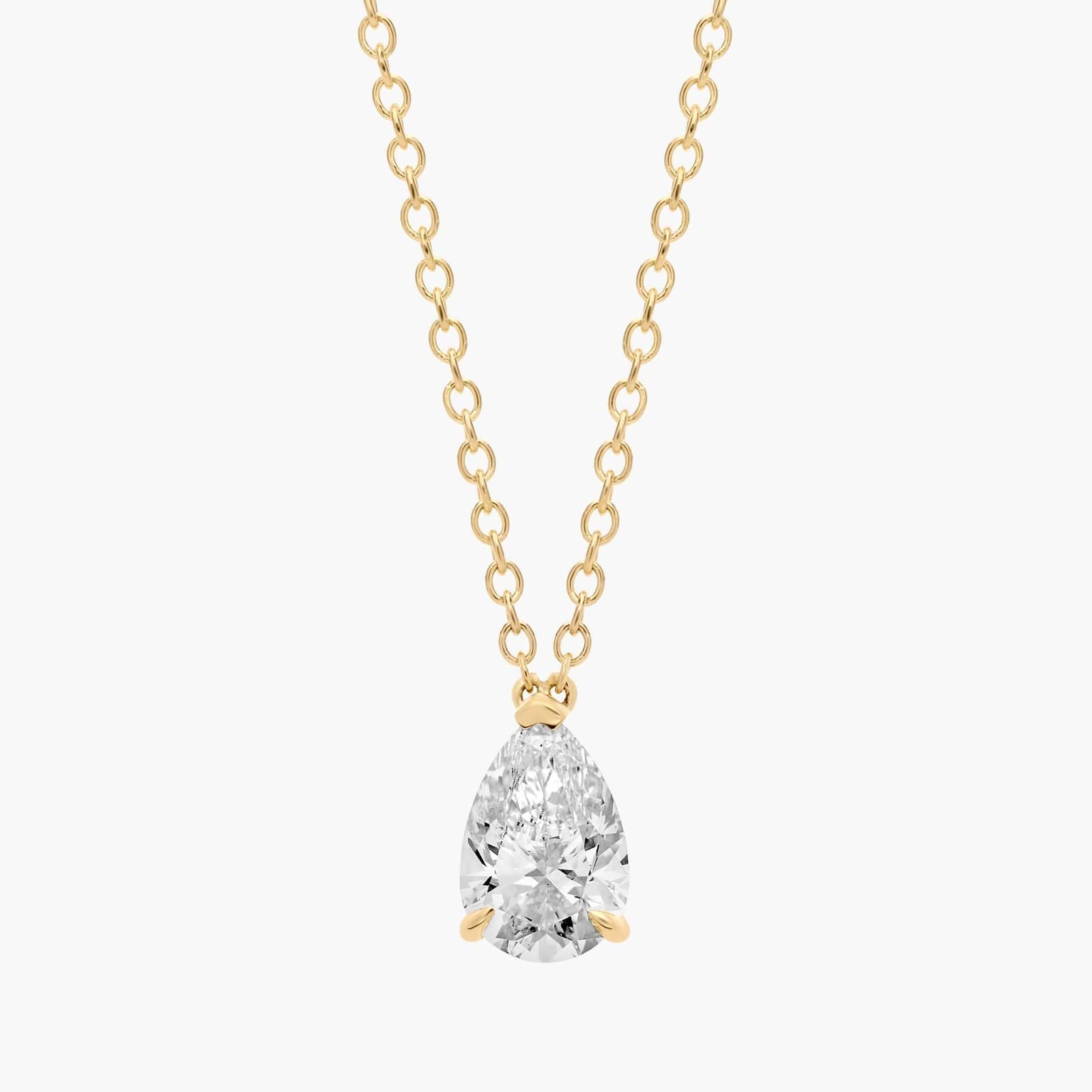 Point Up Pear Cut Lab-Grown Diamond Solitaire Pendant
