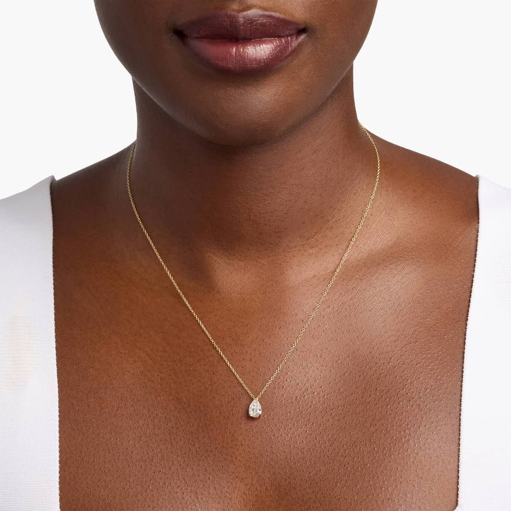 Point Up Pear Cut Lab-Grown Diamond Solitaire Pendant
